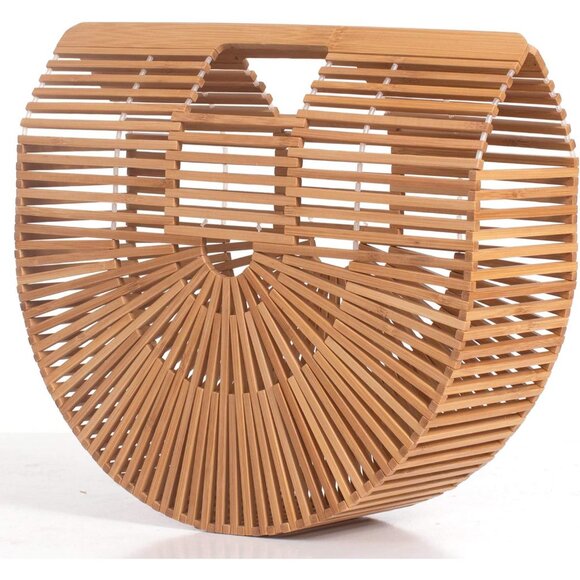 Handbags - Women's Handmade Bamboo Tote Bag Small Natural Summer Beach Purse